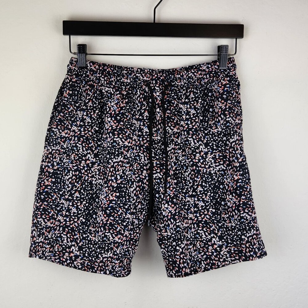 Barney Cools Black Sprinkles Patterned Hybrid Shorts 7" sz S